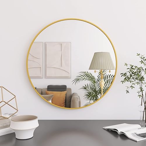 Z ZemXHhui Espejo redondo dorado para montaje en pared espejo circular de 20 pulgadas espejo circular montado en la pared para decoración de pared