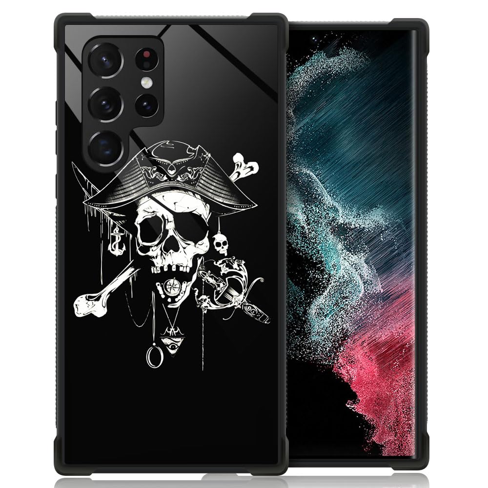 CARLOCA Compatible with Samsung Galaxy S22 Ultra Case,Skeleton Evil Pirates Pattern Ultra