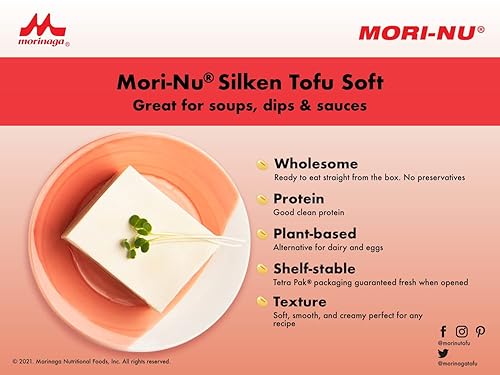 Miniatura 4 de Mori-Nu Silken Tofu suave  Suave aterciopelado y cremoso  Bajo en grasa, sin gluten, sin lácteos, vegano, fabricado con soja sin OMG, KSA Kosher