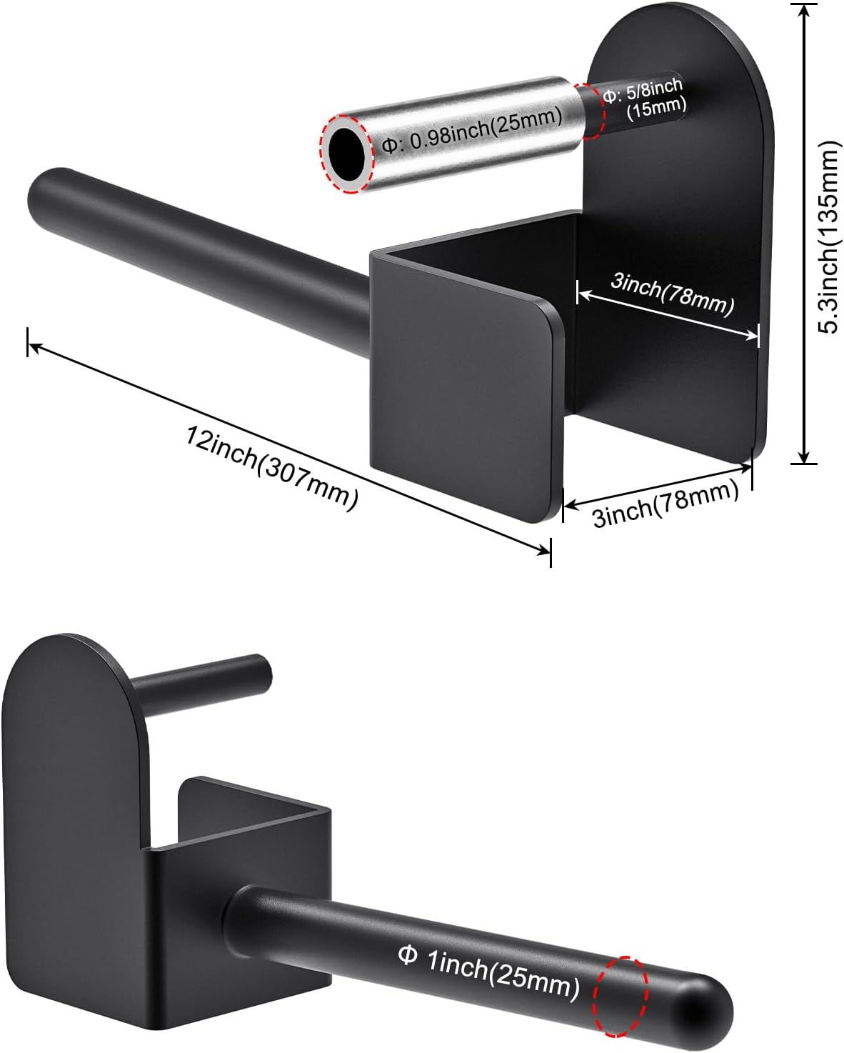 Kipika J-Hooks for 3" x 3" Power Rack with 5/8" or 1" Hole - Weight Plate Holder Fits 3x3 Power Rack with 1" or 5/8" Hole - Holds up to 300 lbs. per Rack