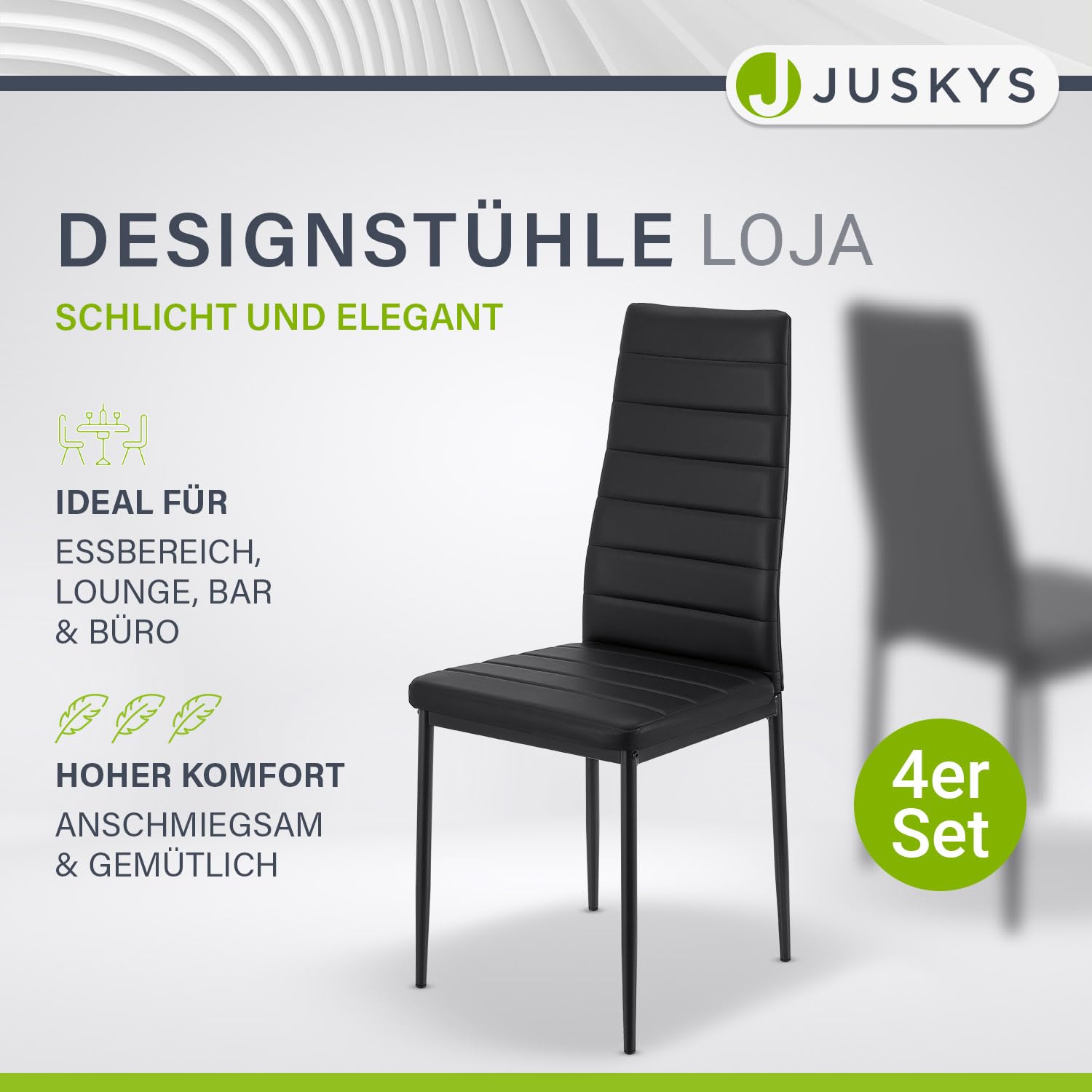 Set Van 4 Kunstleren Sledestoelen - Metalen Poten - Rugleuning Met Ruitpatroon Wit