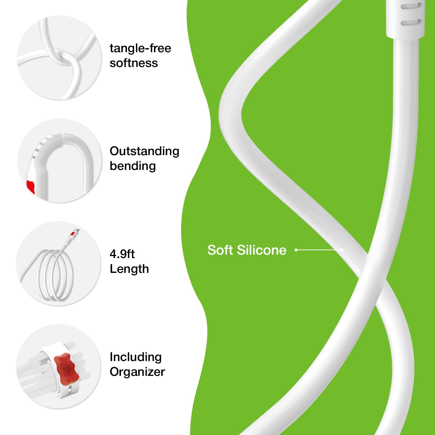 Haribo - Cable USB C a USB C (paquete de 2, 5 pies), carga rápida PD de 60 W, cables de carga USB 2.0 estilo oso de goma para iPhone, Samsung Galaxy