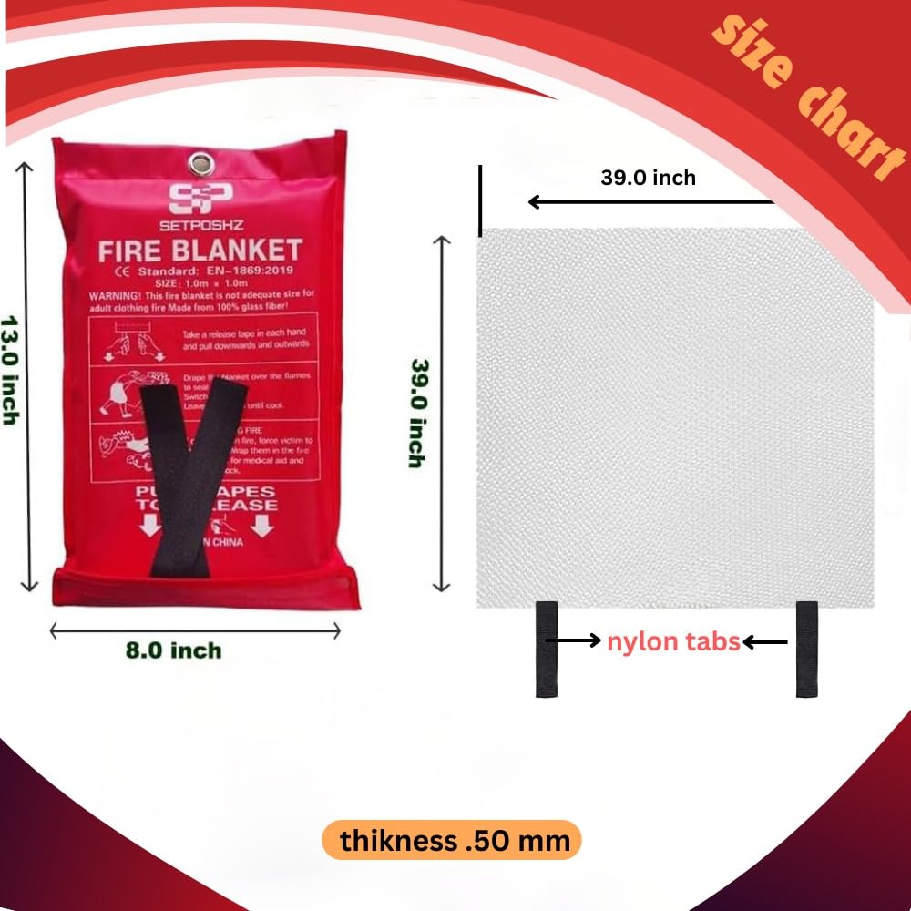 SETPOSHZ Emergency Fire Blanket for Home & Kitchen - 40