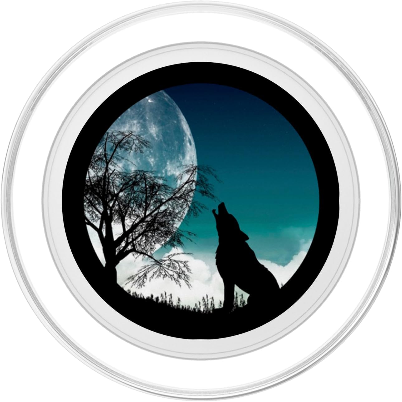 Phone Pop Socket Wolf - Moon Black Wolf PopSockets PopGrip for MagSafe