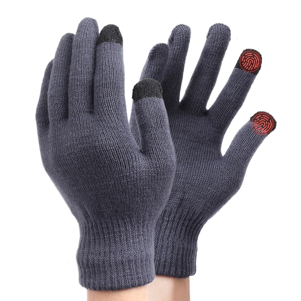 Minicoco Unisex Winter Warm Knitted Wool Gloves with Thicken Fleece Elastic Cuffs, Suitable for Men