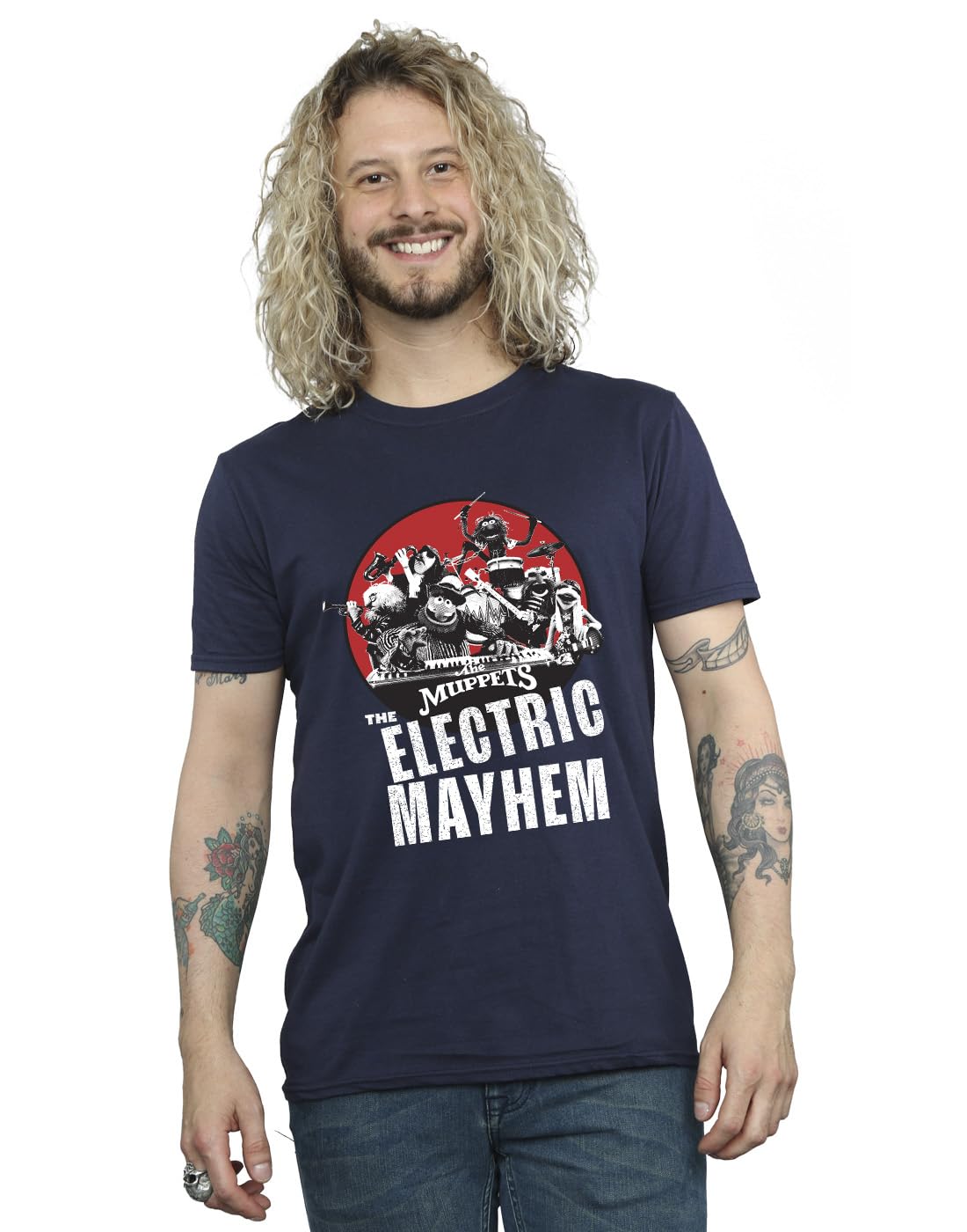 Absolute Cult Men's Navy Blue Disney Muppets Mayhem T-Shirt X-Large