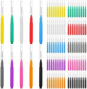 100PCS Interdental Brushes Between Teeth for Braces, Flossers Brush Cleaner, Orthodontic Flossers for Braces Cleaning Kit, Dental Teeth Cleaning Tools 10 Colors, Multiple Sizes