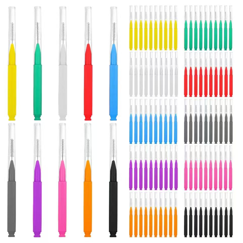 Image of 100PCS Interdental Brushes Between Teeth for Braces, Flossers Brush Cleaner, Orthodontic Flossers for Braces Cleaning Kit, Dental Teeth Cleaning Tools (10 Colors, Multiple Sizes