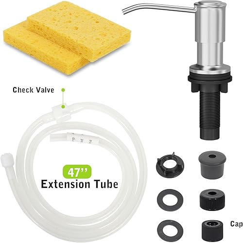 Miniatura 7 de Dispensador de jabón para fregadero de cocina, dispensador de jabón para fregadero con base de cabezal de bomba ancha, kit de tubo de extensión de