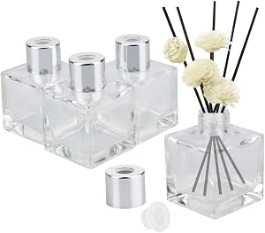 Set Di 2 Bottiglie Diffusore In Vetro 155 Ml – Vuote Con Bastoncini, Imbuto E Tappi Oro – Fai Da Te Aromaterapia - 2