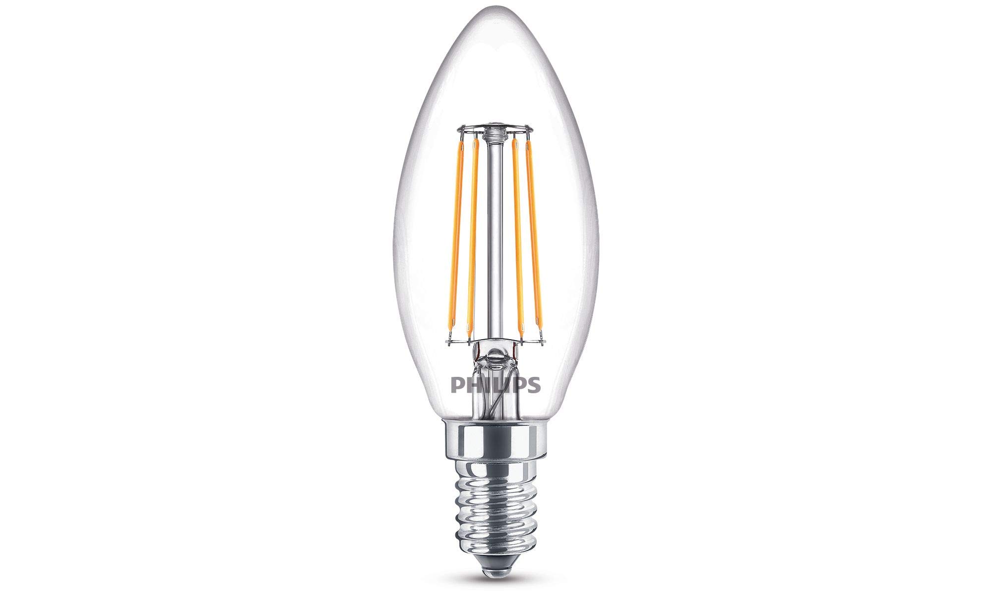 Philips Led Premium Classic Candle Light Bulbs 6 Pack [E14 Small Edison Screw] 4W - 40W Equivalent, Warm White (2700K), Non Dimmable