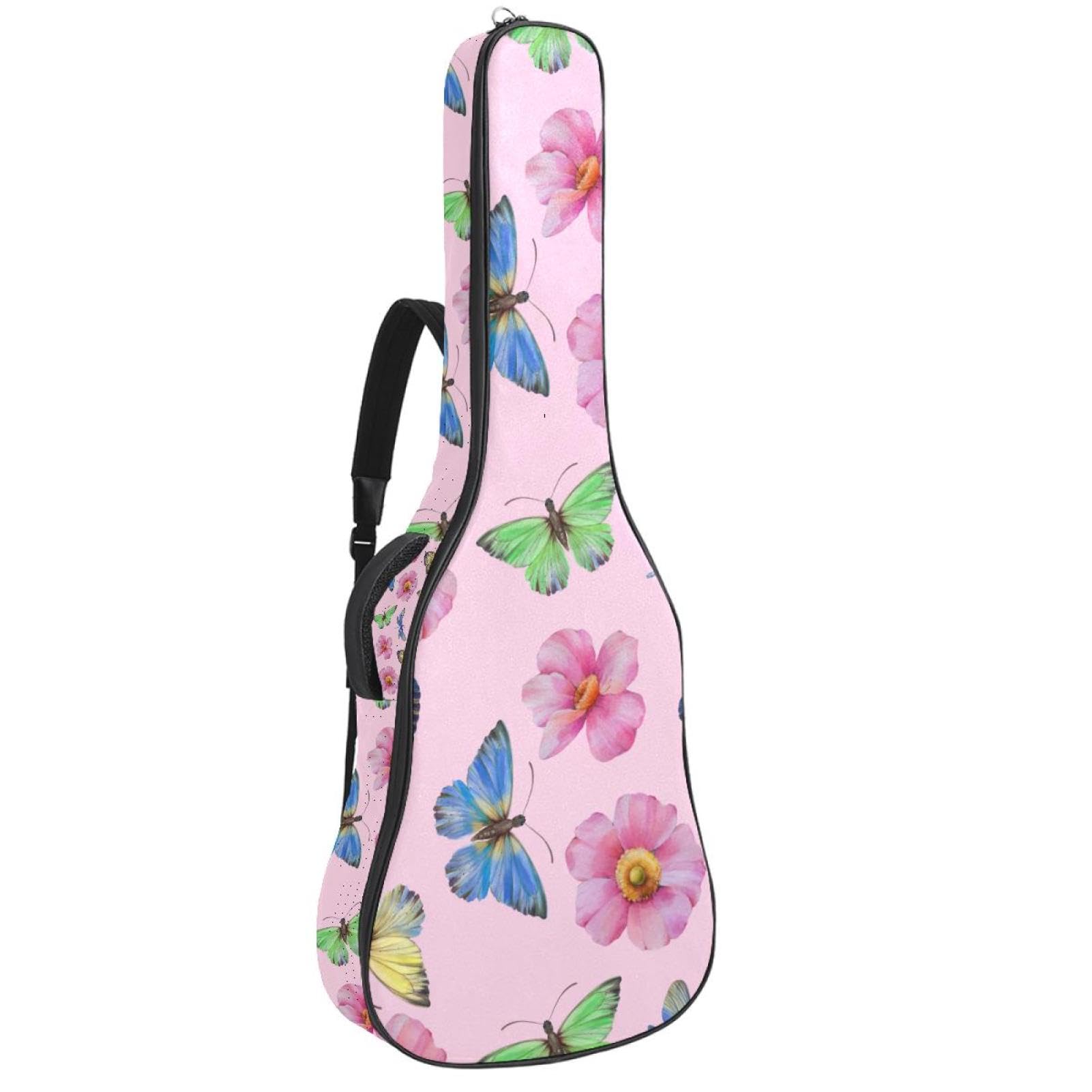 Torba na gitarę akustyczną wodoodporny plecak na gitarę grubo miękki wyściełany motyl klasyczna obudowa na gitarę, wielobarwny, 42.9x16.9x4.7 in, Organizer do torby