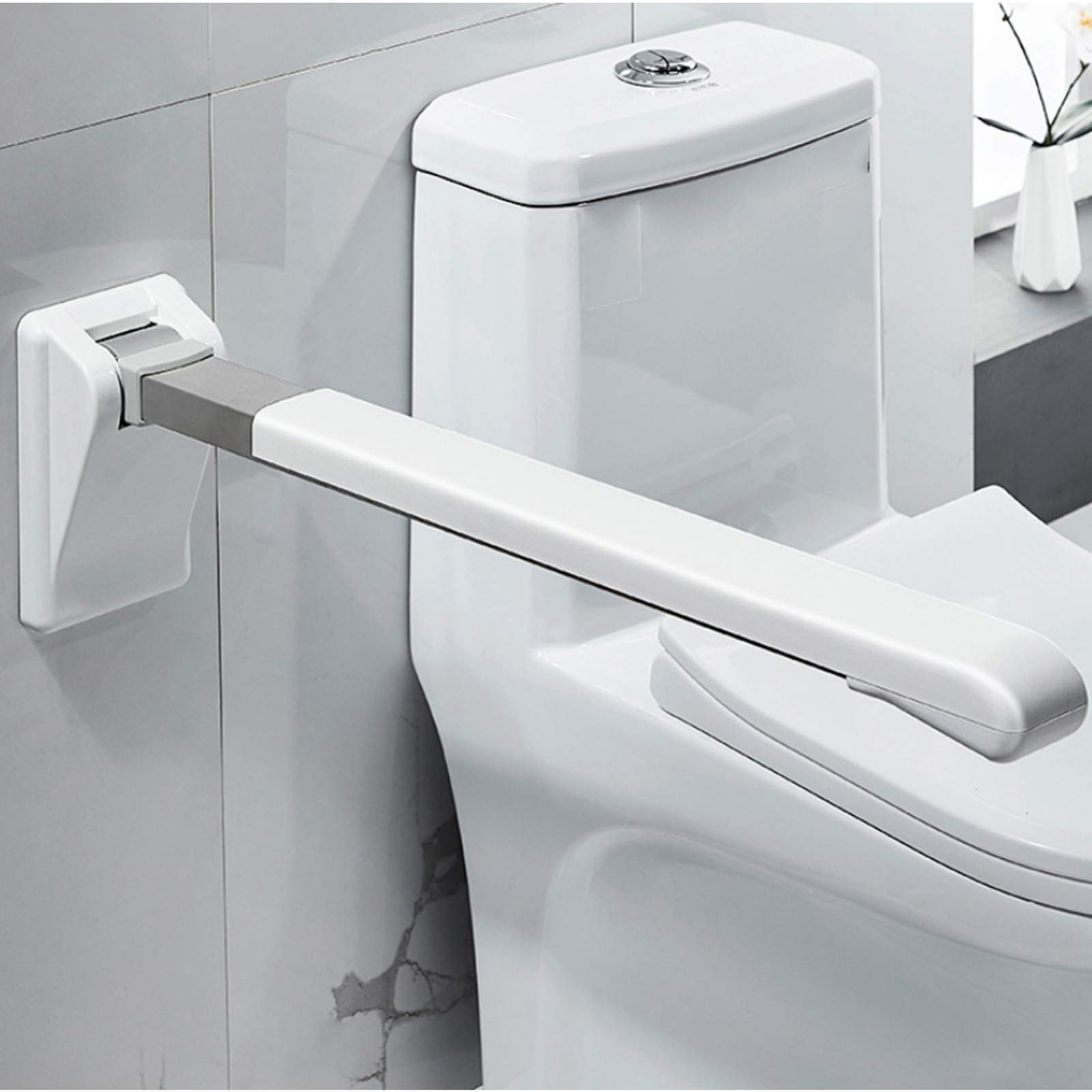 Barra de Apoyo abatible para Inodoro, para Personas con discapacidad, para baño, Ducha, bañera, asa de bañera, barandilla de Seguridad para baño, pasamanos Plegable con Agarre (sin