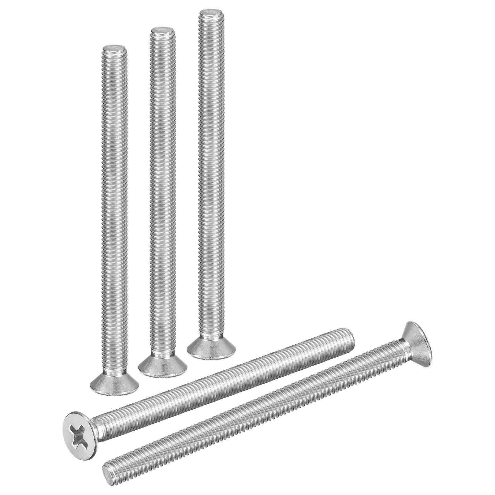 DTGN M5-0.8x75 Phillips Countersunk Machine Bolts - 10pcs - Good for Furniture and Machinery - 304 Stainless Steel Flat Head Machine Screws Bolts - Silver