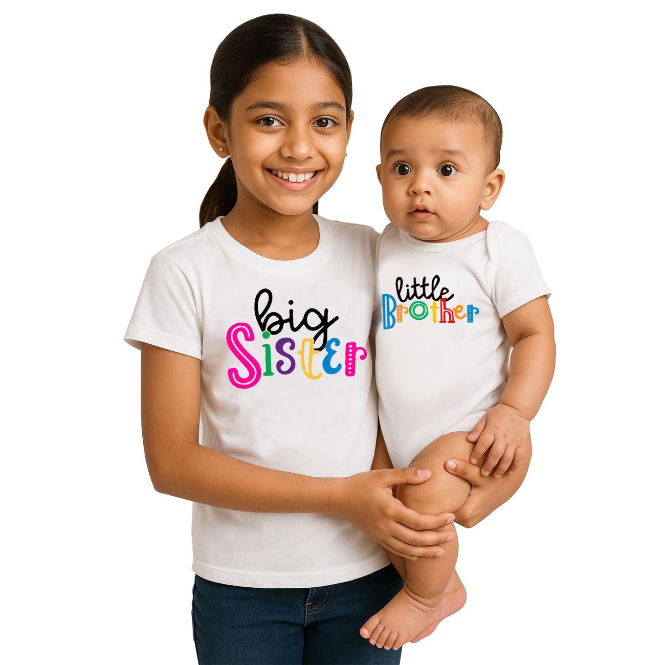 baby wish Raksha Bandhan Baby Unisex Bodysuits Newborn Romper & Boys Regular Fit T-Shirt and Romper Combo Brother And Sister Colorful Rakhi Bond-image-33