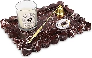 Scalloped Marble Decorative Tray,Luxury Natural Stone Bathroom Vanity Tray, Dresser Top Perfume Coffee Home Kitchen Toilet...