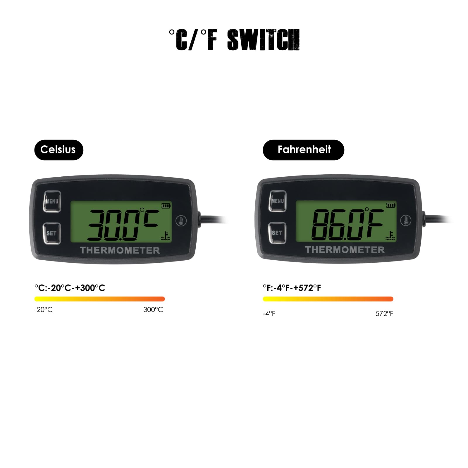 Digitales Motortemperaturthermometer Induktionsthermometer Kleiner Motor Multifunktions-Außenthermometer Wasserdichtes Thermometer, das für Boots-LKW-Motorradmotor geeignet ist