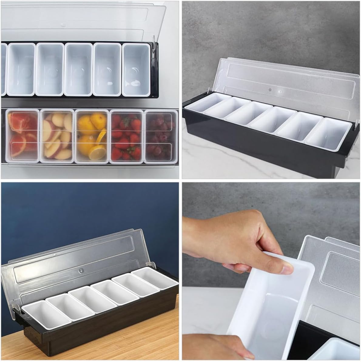 PRETYZOOM Fruit Container 6 Sectioned Bar Supply Candy Tray Snack Dispenser for Picnic Buffet Restaurant