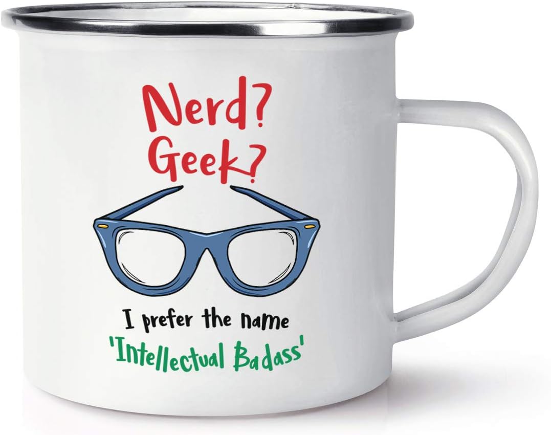 Nerd Geek Intellectual Badass Retro Enamel Mug Amazon.de Home & Kitchen
