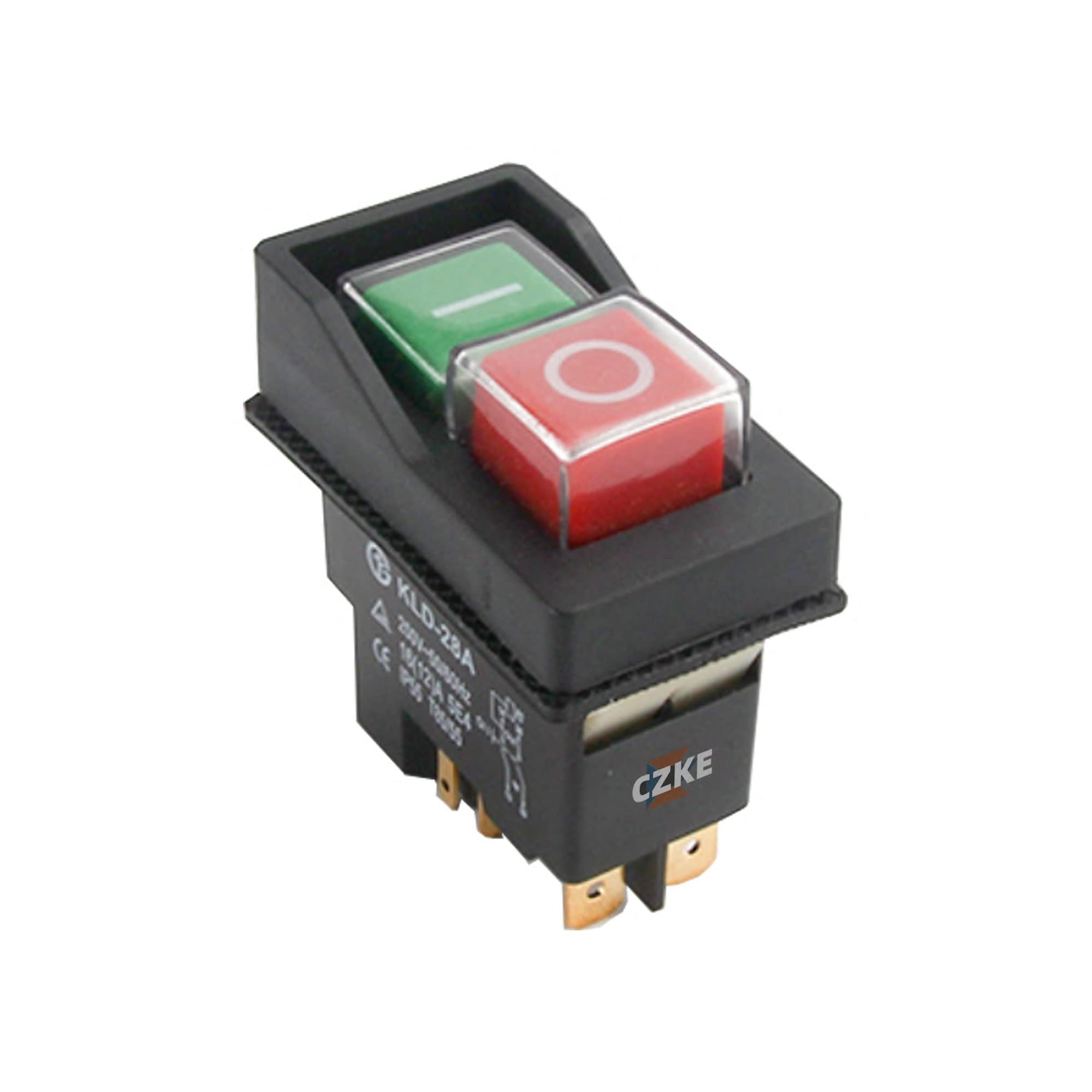 2 piezas KLD-28 KLD-28A herramientas de jardín electromagnéticas de arranque pulsador interruptores de máquina herramienta equipo IP55 impermeable seguridad con 28A (color: KLD28 4PIN)