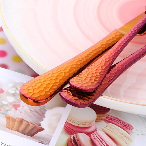 Miniatura 5 de Juego de cubiertos de acero inoxidable 188 de alta calidad, juego de 4 cubiertos martillados de acero inoxidable 188, pulido de espejo, apto para