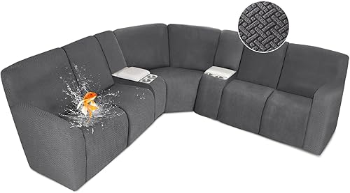 Miniatura 55 de ALIECOM Fundas 100% impermeables para sofá seccional reclinable en forma de L, funda elástica para sofá seccional reclinable de esquina, protector