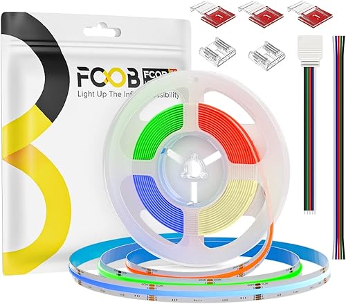 Tira LED COB RGBW 4000K 9.86FT 896LEDsm DC24V que cambia de color, flexible, de alta densidad, uniforme, cinta de luz LED de 0.472 in para debajo