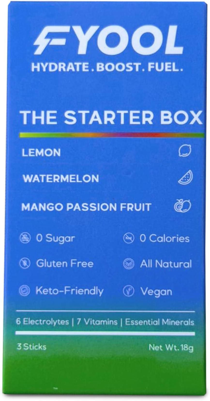Hydration Electrolyte Starter Pack | Lemon, Watermelon & Mango Passion Fruit | 6 Electrolytes,7 Vitamins & Minerals | Zero Sugar & Calories | Hydration Mix | Vegan | Gluten-Free | 3 Stick Packs