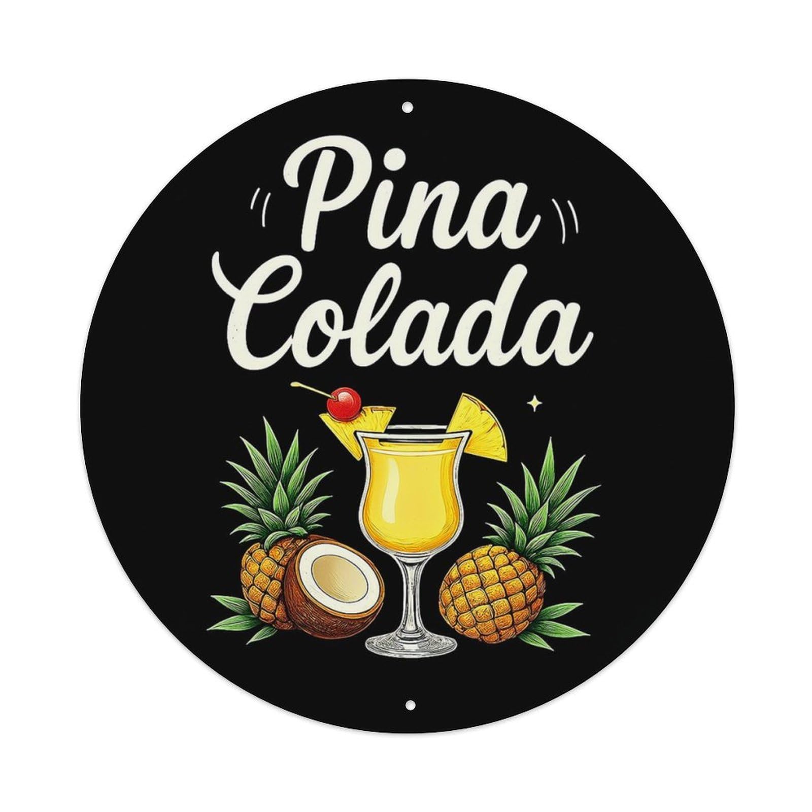 Jdyansheng Vintage Pina Colada Cocktail Pineapple Coconut Tin Sign Metal Poster Metal Signs For Home Man Cave Bar Cafe Kitchen Laundry Room Wall Decorations 8X8 Inches