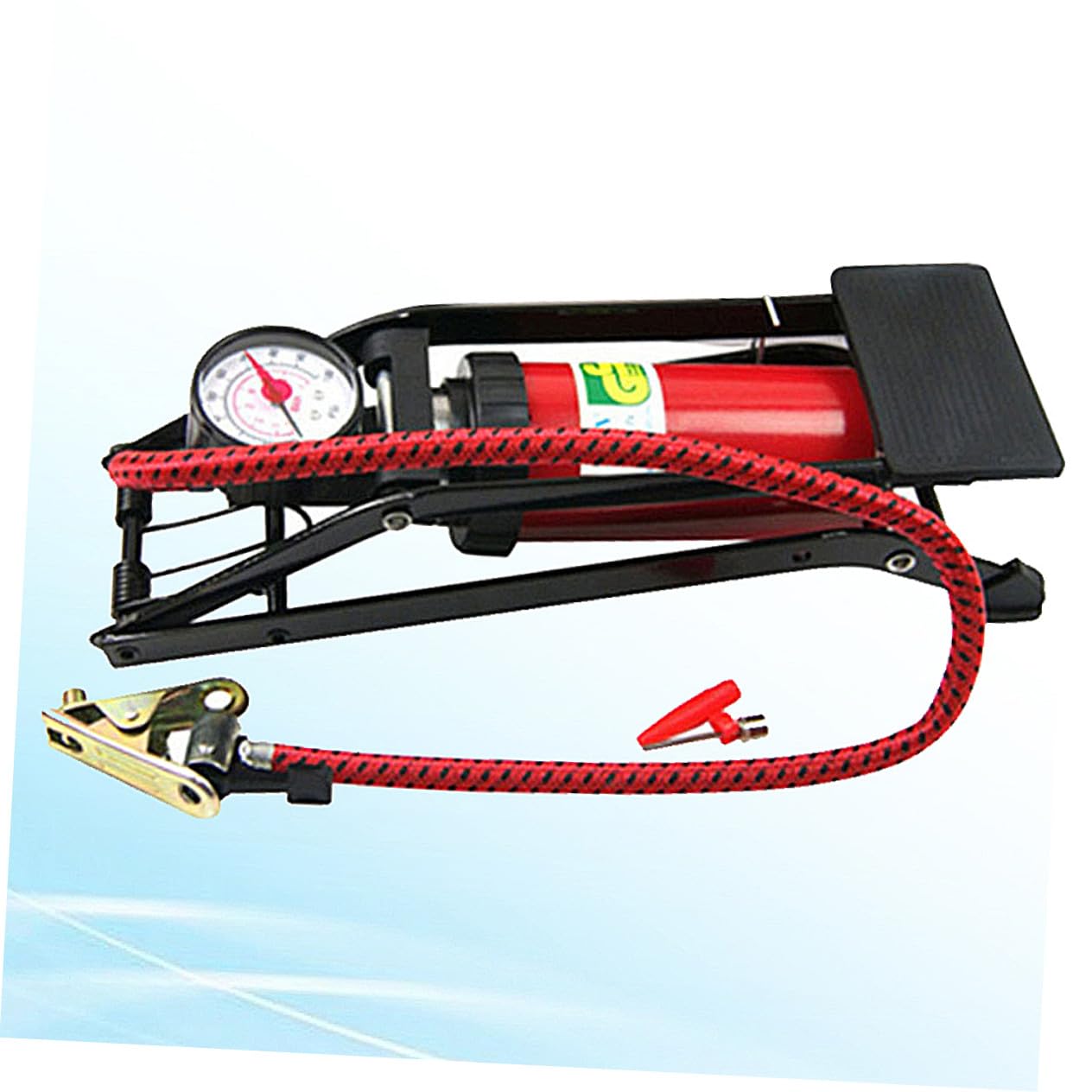 Hochdruck Fußpumpe mit Manometer Tragbare Autoreifen Standpumpe für Fahrrad Motorrad rutschfeste Multifunktionsventile Kompatibel mit Gummiboot und Luftbett Robuster Fußbetrieb