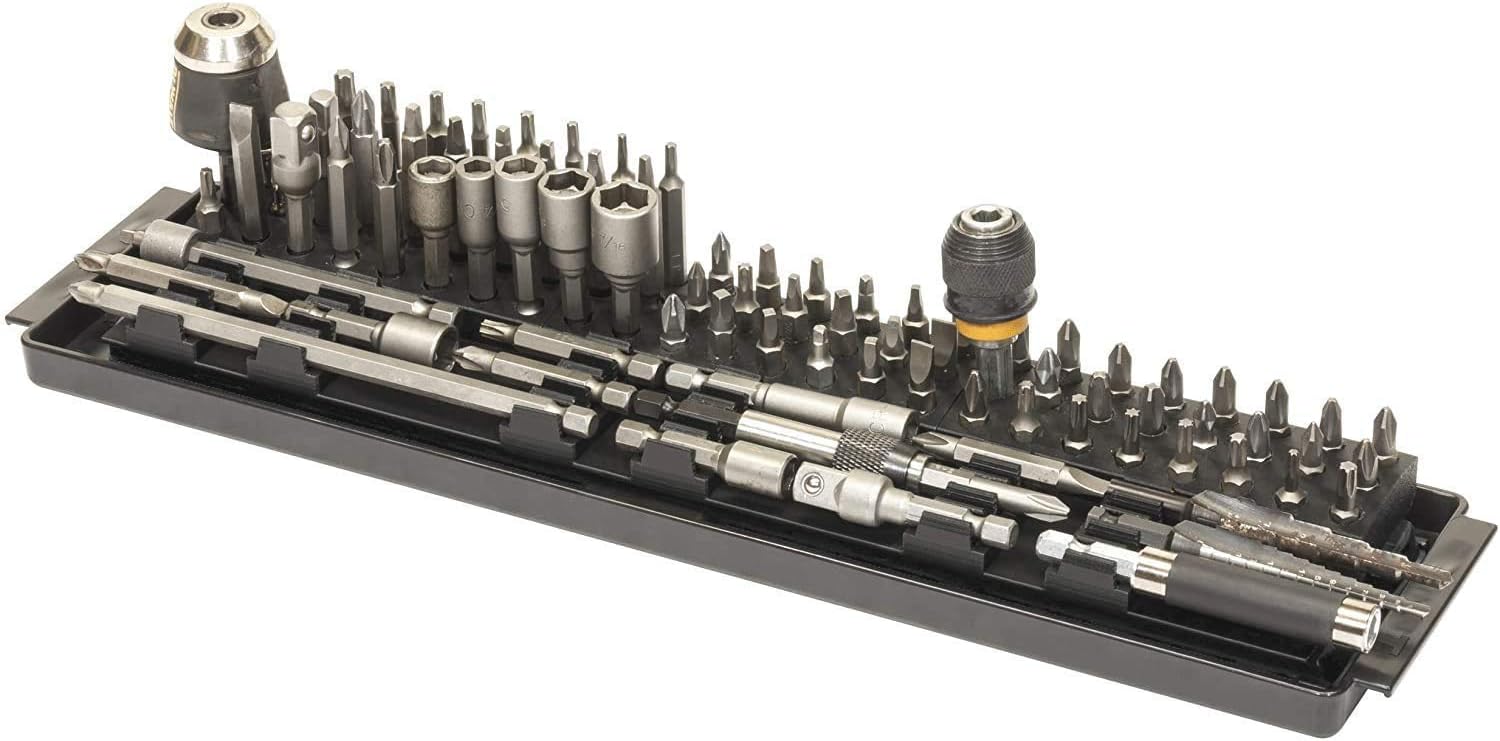 MLTOOLS Bit Boss Universal Tool Bit Holder Organizer Made in USA - Stores up to 90 Bits - Can be Used Horizontally & Vertically –Push Button Release – Can Hold Small & Long Screwdriver Bits (1 Pack)