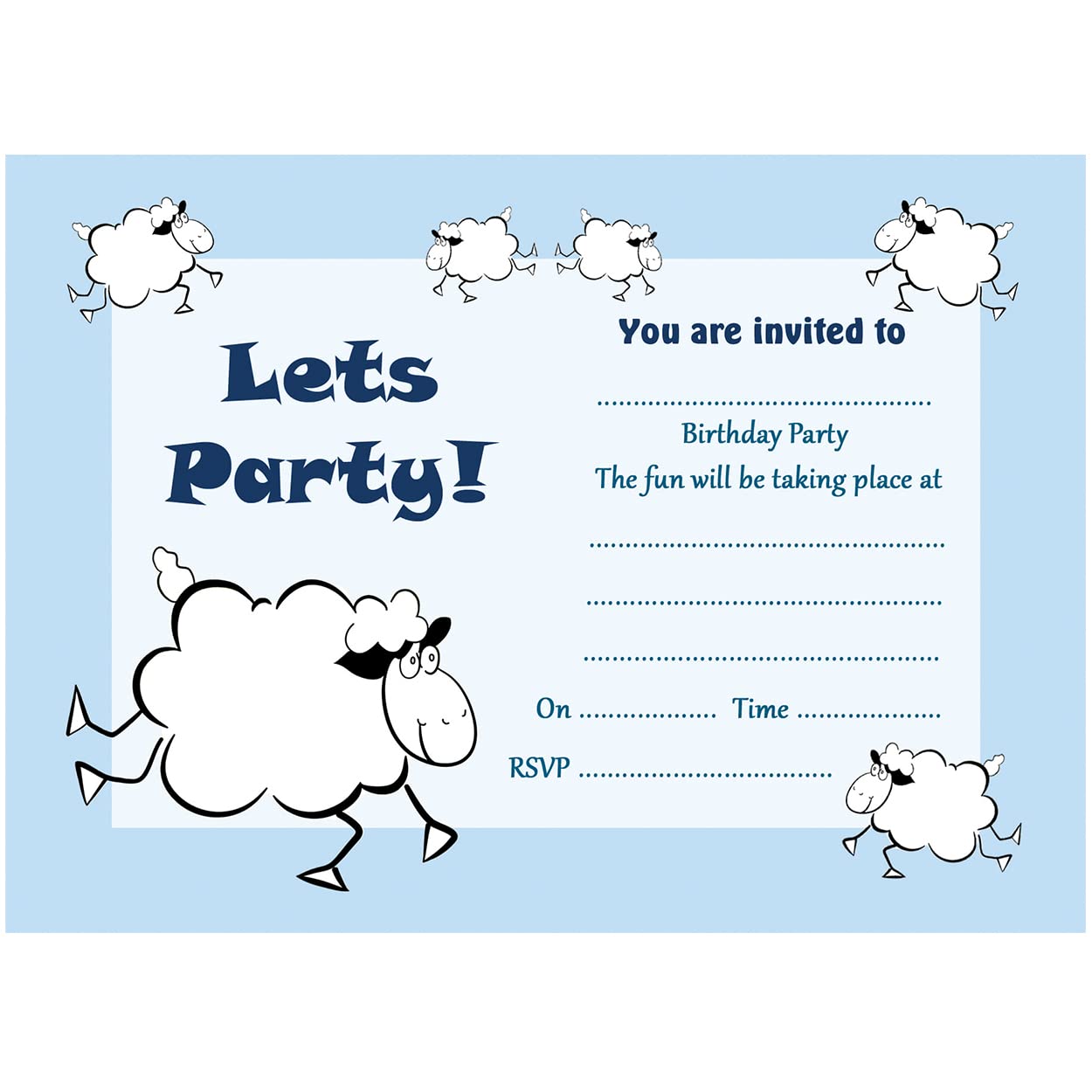 Artstore Sheep Birthday Party Invitations With White Envelopes - Pack of 15