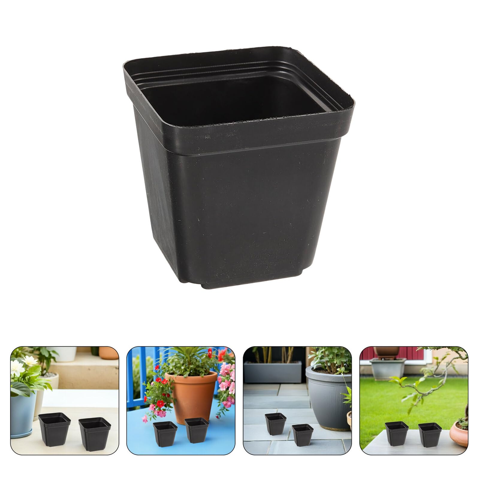 Mikikit 100 Pièces Pots Plastique Carrés avec Drainage Godets de Pépinière Légers et Durables pour Semis Succulentes Plantes Intérieur et Jardinage