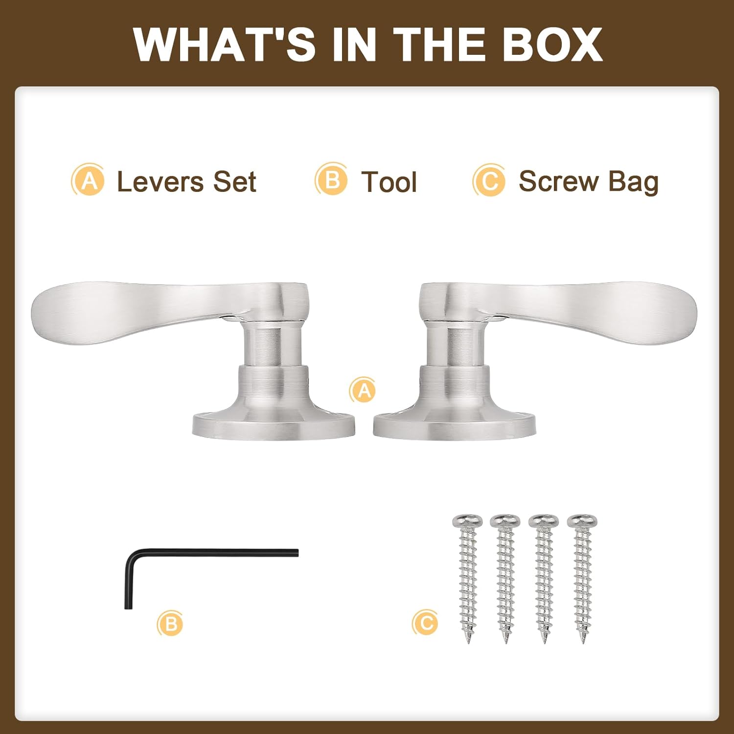 KNOBWELL 1 Pair Dummy Door Handle and 6 Pack Privacy Door Handle Wave Style Door Lever Brushed Nickel Interior Door Knob