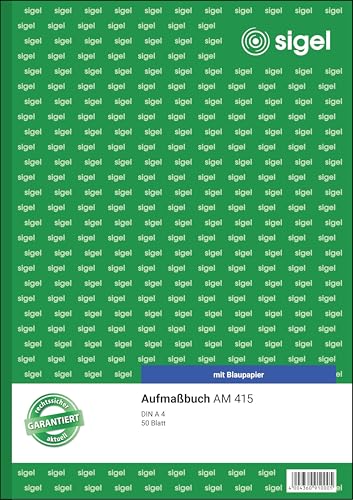 Sigel AM415 Aufmaßbuch, mit Blaupapier, DIN A4, 50 Blatt