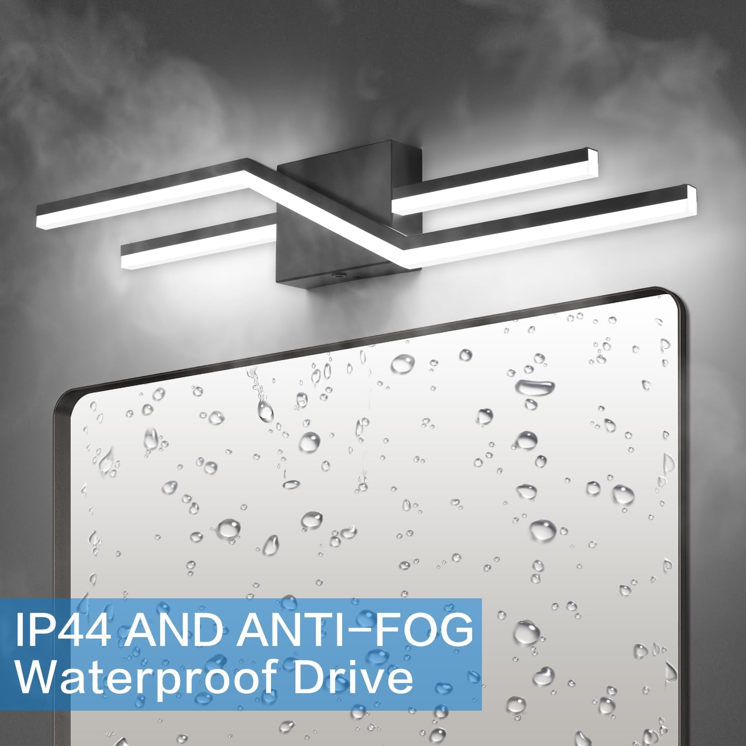 SOLFART Bathroom Lights Over Mirror Dimmable 32 Inch Modern Black Vanity Lights for Bathroom LED Vanity Lighting Fixtures