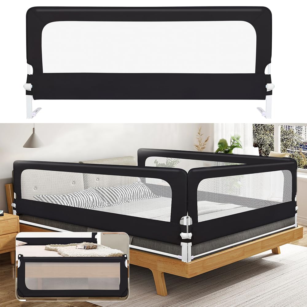 Kedia 1 barandilla de cama, 1,8 m, barrera de protección para niños, protección anticaídas, para cunas, barandilla de cama para niños pequeños, altura regulable (70-83 cm)
