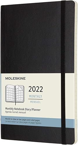Moleskine DSB12MN3Y22 Monthly Diary, Beginning January 2022, Soft Cover, Large, Black