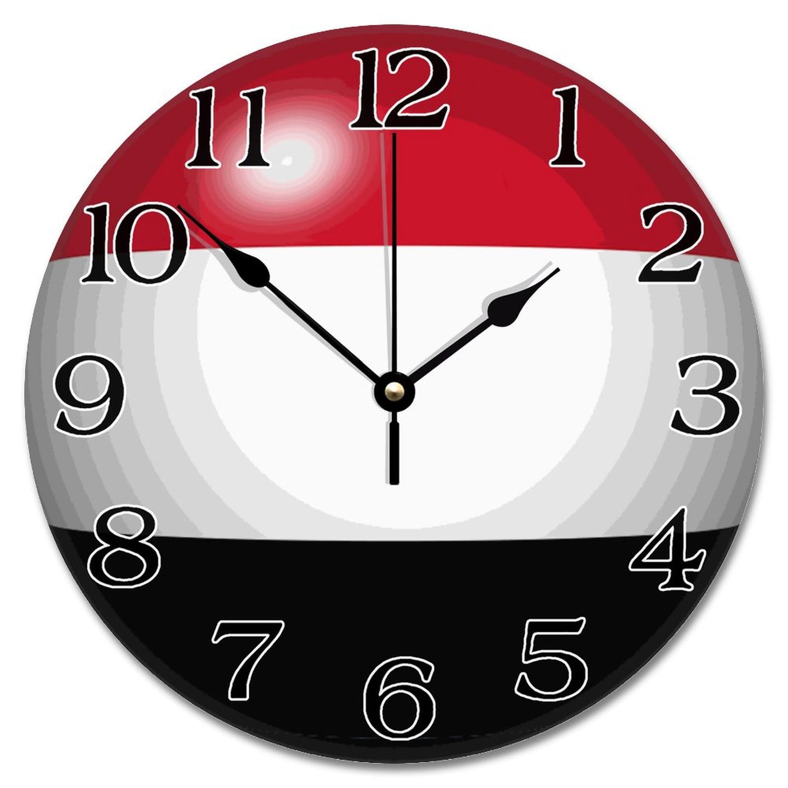 Horloge murale drapeau Yémen 30cm style ferme silencieuse
