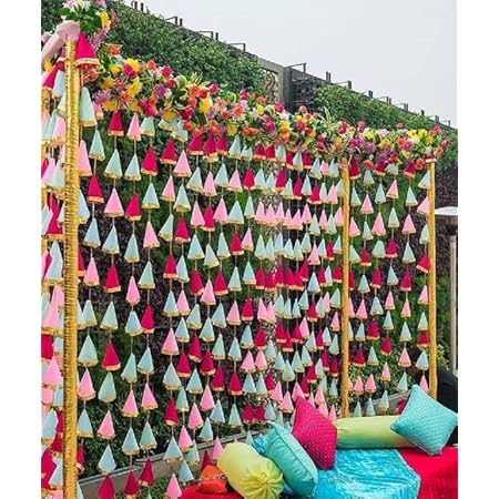 10 Strings Multicolor Wedding Decoration, Mehndi Decor, Party Backdrop ...