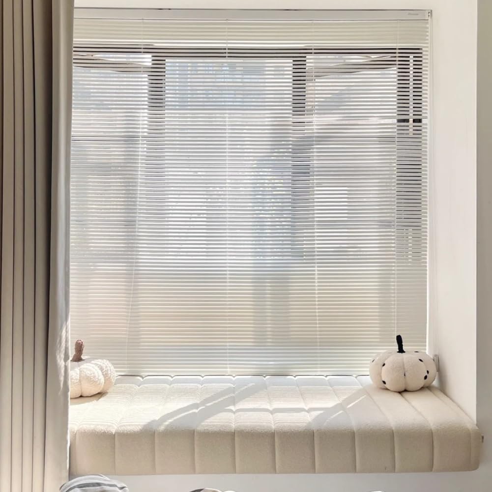 Veneziana in Alluminio Per Finestre, senza foratura, protezione da luce e sole Veneziane, Lamella da 25mm Alluminio Persiane, Orizzontali Tende per Casa Ufficio Bagno(Bianco)