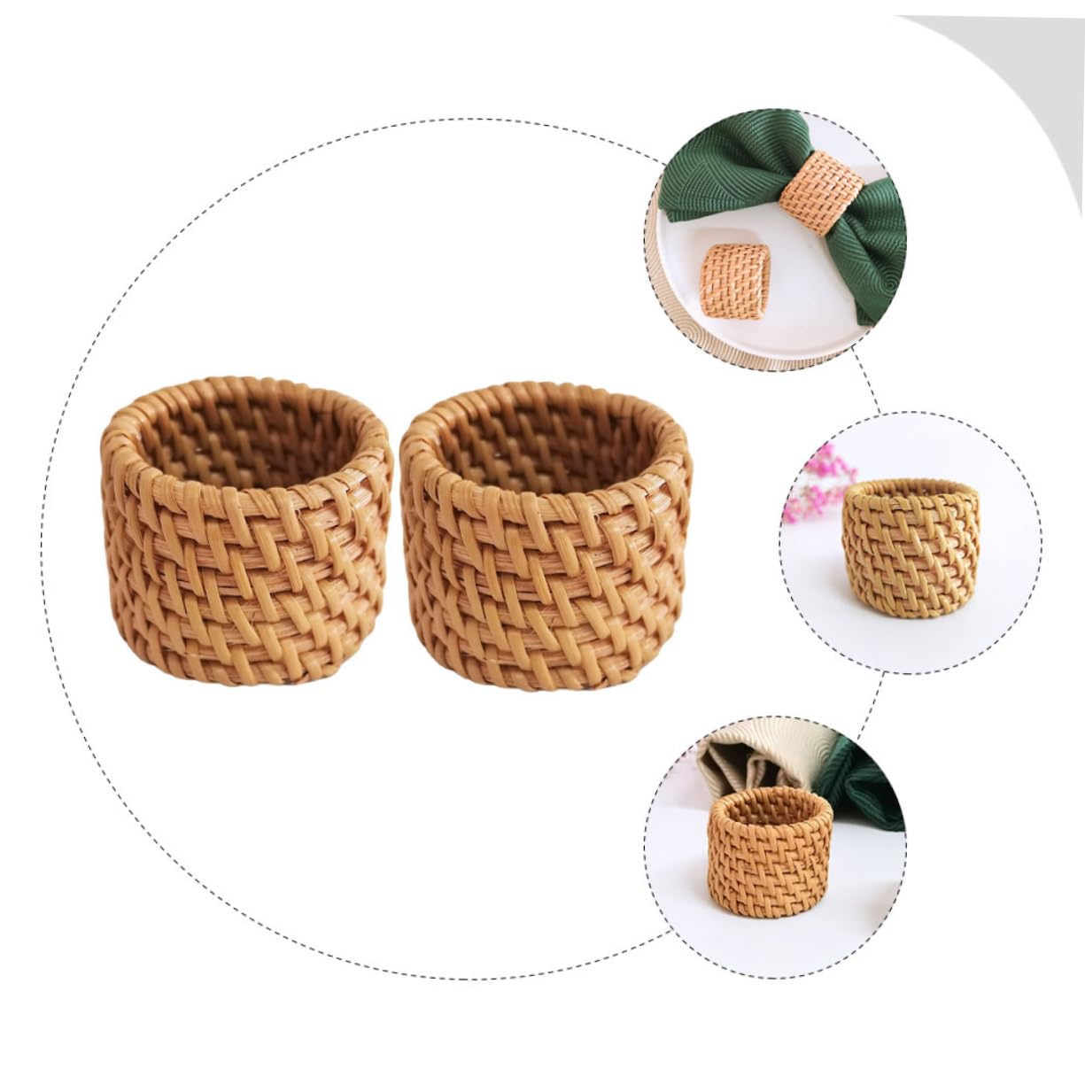 TOPBATHY 8piezas Anillos De Rattan para Servilletas Decorativos Hebillas Resistentes para Servilletas Bodas y Decoración De Mesa