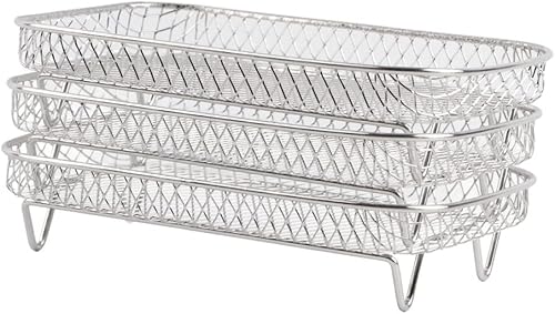 3 unidades de freidora de aire, tres estantes apilables para DZ201 Foodi, estante deshidratador apilable de acero inoxidable para Nj DZ201 Foodi,