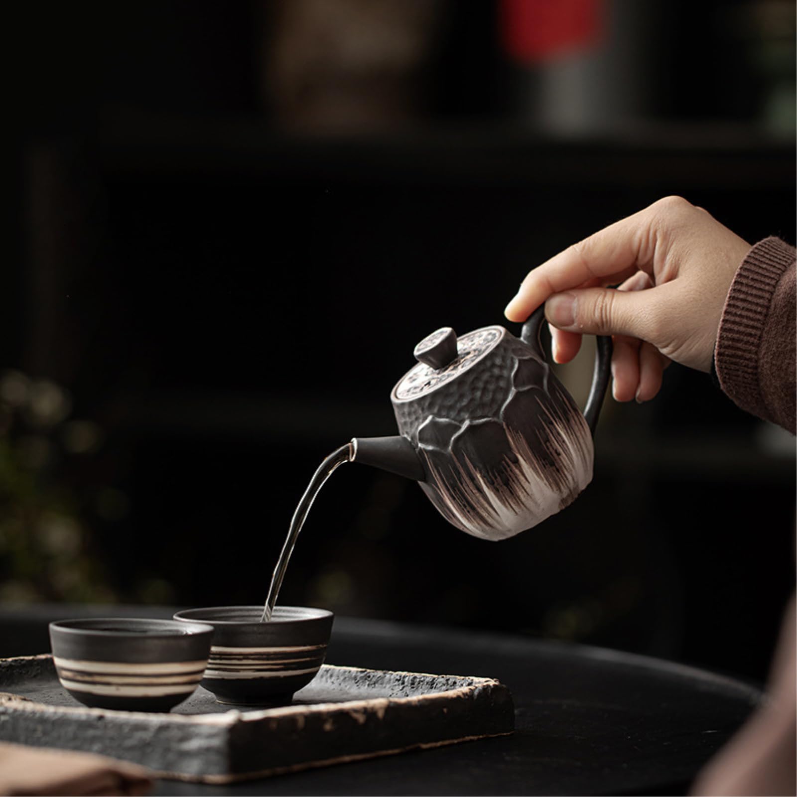 Home Kung Fu - Juego de té simple para oficina, cerámica rugosa y Italia holandesa blanca