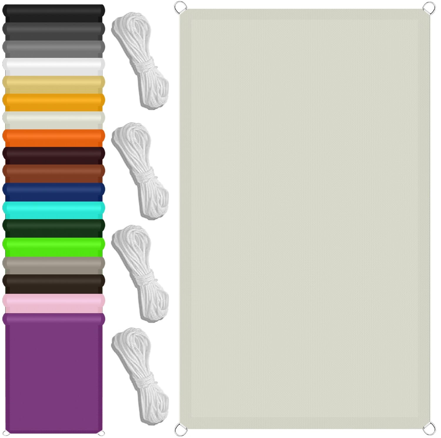 Voile d'ombrage design ivoire en tissu de protection solaire haut de gamme
