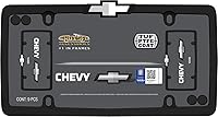 Vista 2 de Cruiser Accessories Marco de matrícula Chevrolet, negro mate/cromo (con tapas de sujetadores)