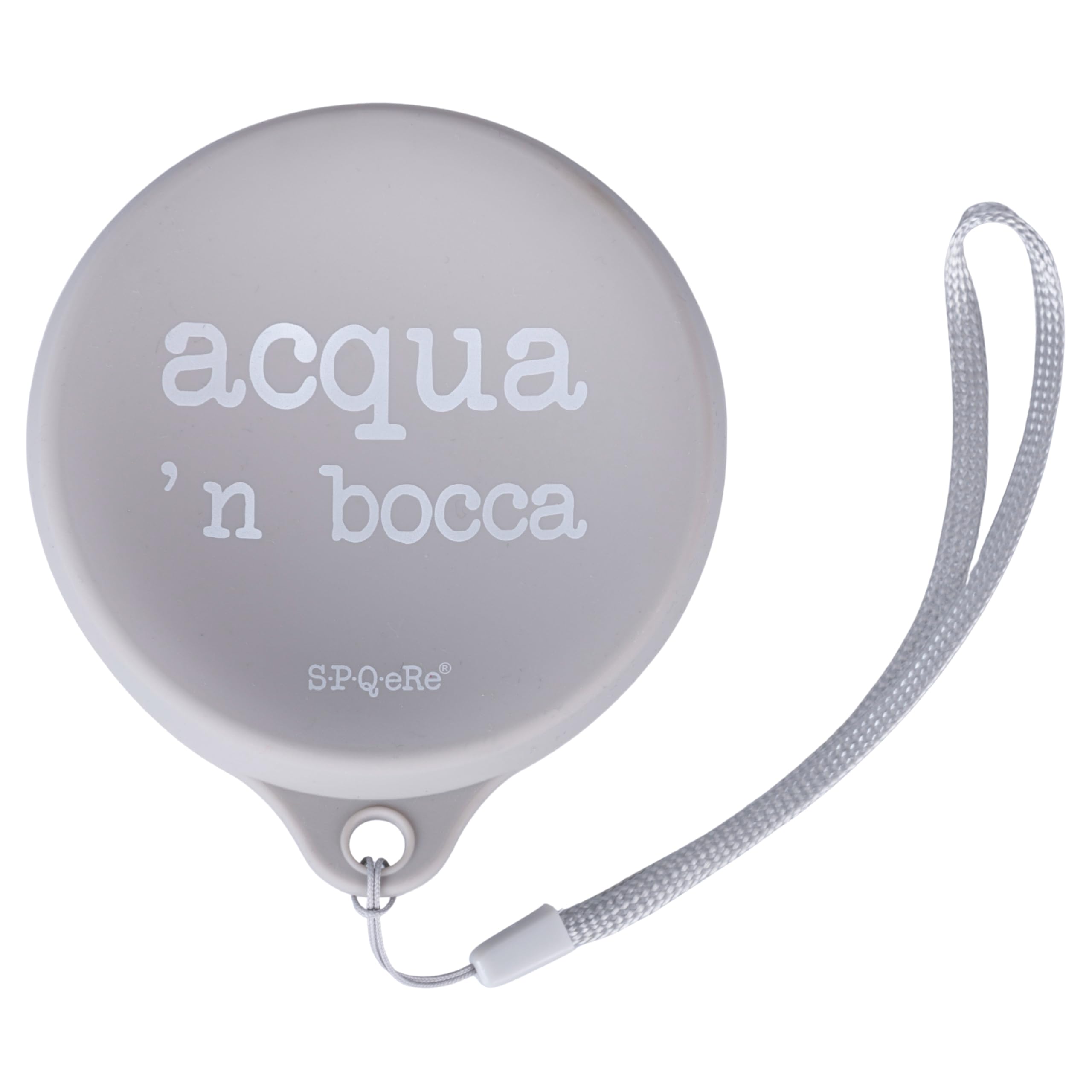 Villa d'Este Home Tivoli 1996 Collapsible Drinking Cup with Lid 200ml Silicone Grey with Lettering S.P.Q.eRe