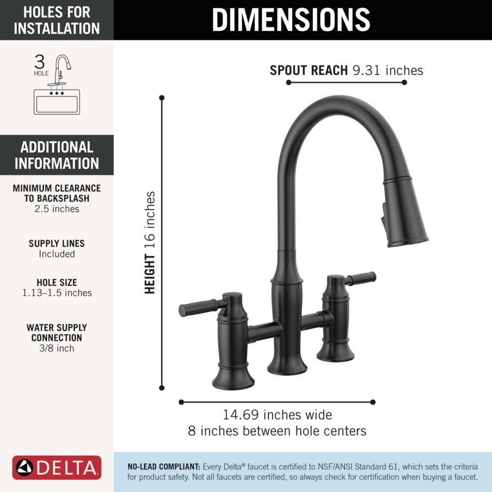Delta Renaldi Matte Black Kitchen Faucet with Pull Down Sprayer