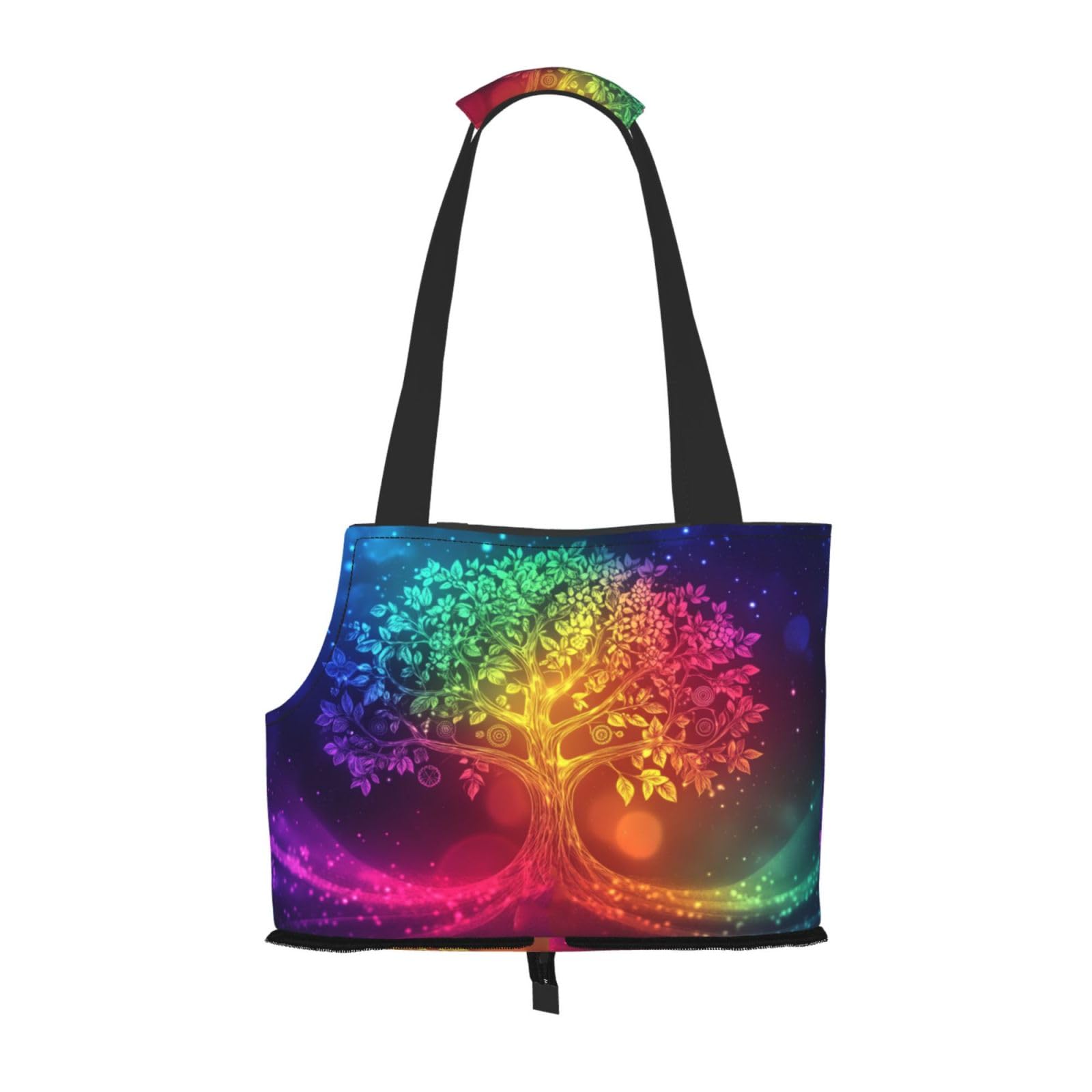 Neon Tree of Life Pet Sling Carrier for Small Dog Cats Puppy Portable Tote Bag Pouch for Outdoor Travel Hiking