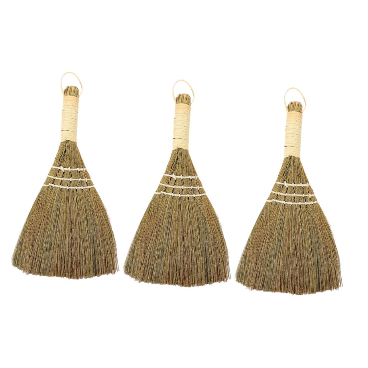 MOLUCKFU 3pcs Kitchen Cleaning Broom Straw Broomstick Mini Broom Cleaning Brooms Small Cleaning Broom Short Asian Broom Cleaning Supplies Whisk Office Toy Desktop Small Broom Miscanthus